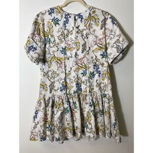 Amur White Flower Print Short Sleeve Cotton Dress Sz 4